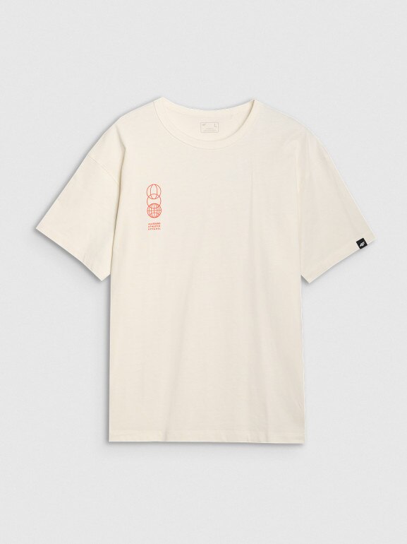 Męski t-shirt oversize 4F 4FRSS25TTSHM2652 - beżowy
