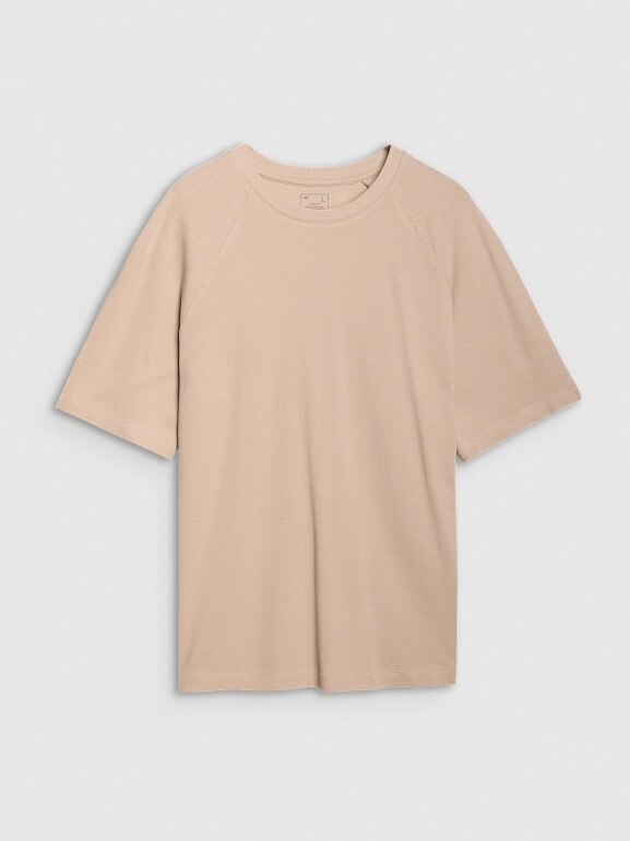 Męski t-shirt oversize 4F 4FRSS25TTSHM2731 - beżowy