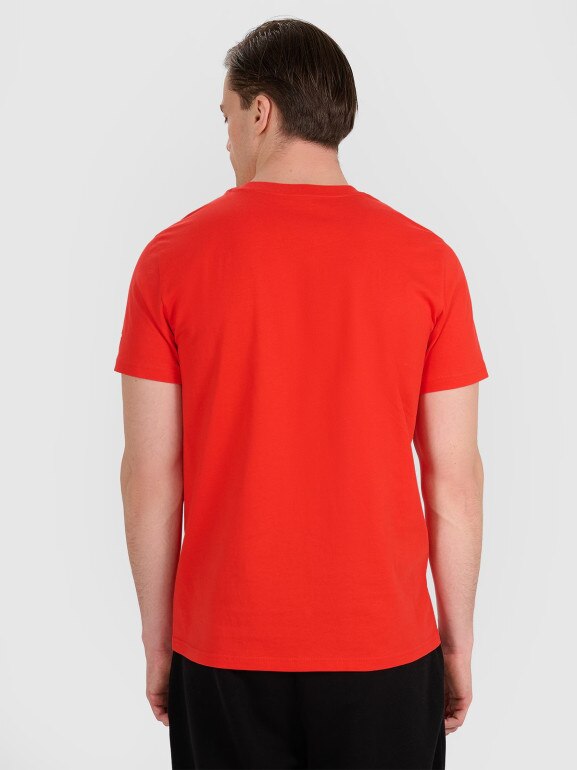 Męski t-shirt z nadrukiem 4F 4FRAW25TTSHM3236 - czerwony