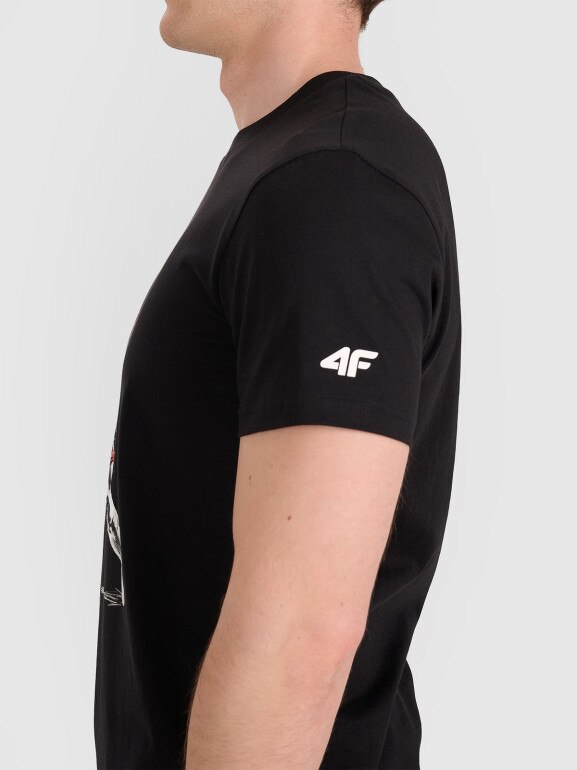 Męski t-shirt z nadrukiem 4F 4FRAW25TTSHM3237 - czarny