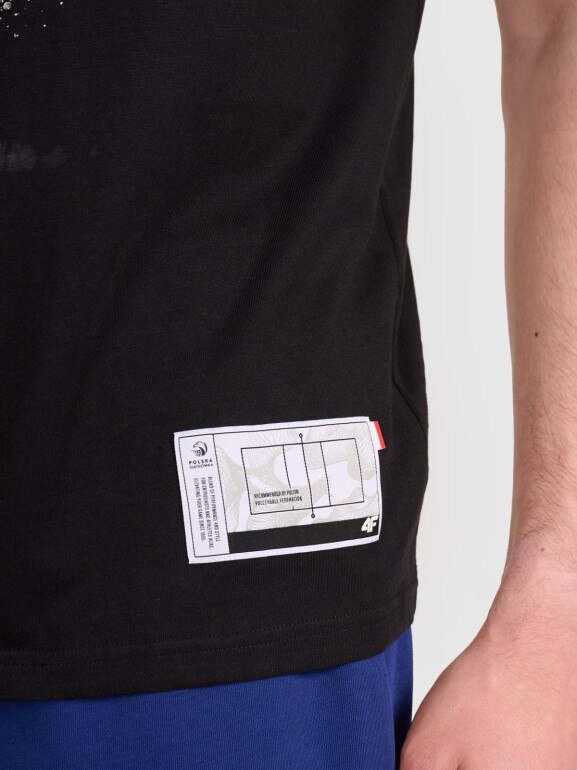 Męski t-shirt z nadrukiem 4F 4FRAW25TTSHM3318 - czarny