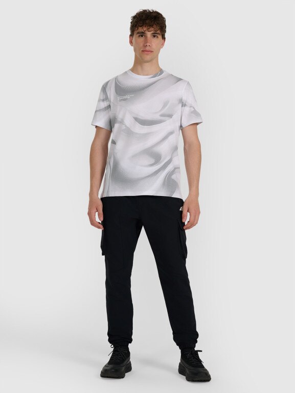 Męski t-shirt z nadrukiem 4F 4FRAW25TTSHM3555 - biały