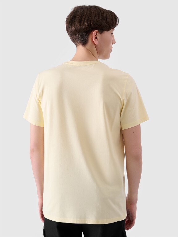 Męski t-shirt z nadrukiem 4F 4FRSS24TTSHM2106 - żółty
