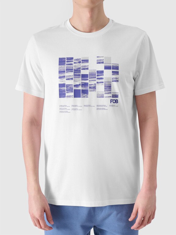 Męski t-shirt z nadrukiem 4F 4FRSS24TTSHM2107 - biały