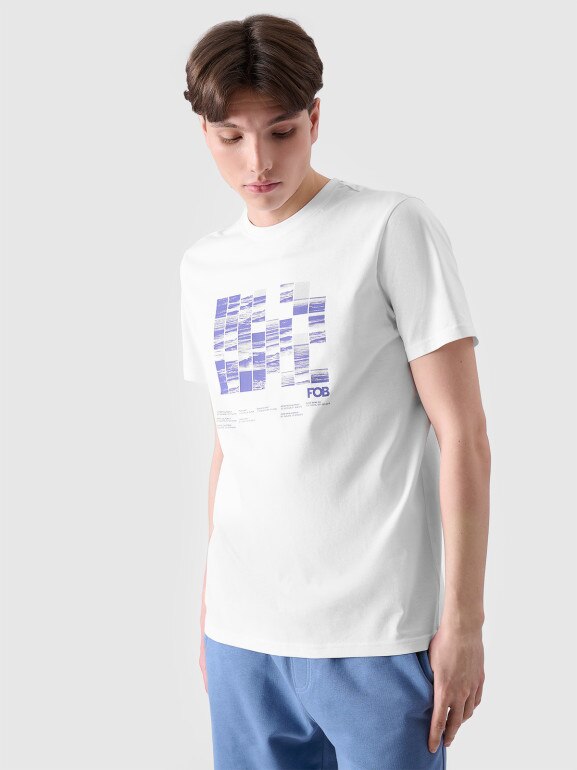 Męski t-shirt z nadrukiem 4F 4FRSS24TTSHM2107 - biały