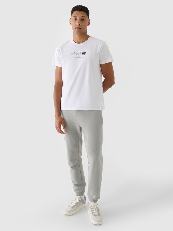 Męski t-shirt z nadrukiem 4F 4FRSS24TTSHM2481 - biały