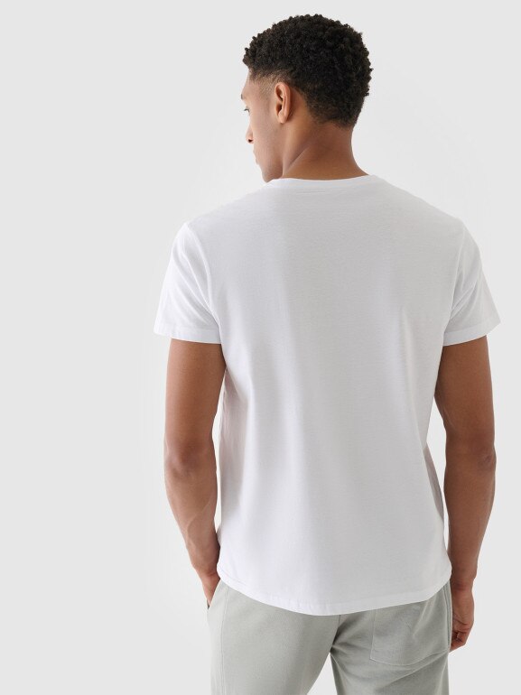 Męski t-shirt z nadrukiem 4F 4FRSS24TTSHM2481 - biały