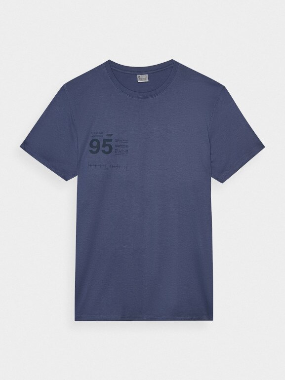 Męski t-shirt z nadrukiem 4F 4FRSS24TTSHM2483 - niebieski