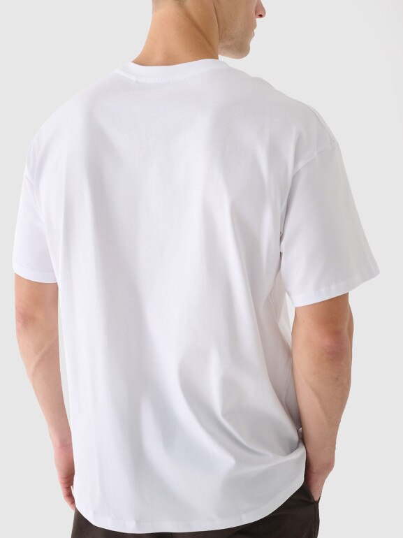 Męski t-shirt z nadrukiem 4F 4FRSS24TTSHM2540 - biały