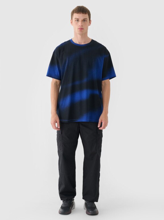 Męski t-shirt z nadrukiem 4F 4FRSS24TTSHM2554 - niebieski
