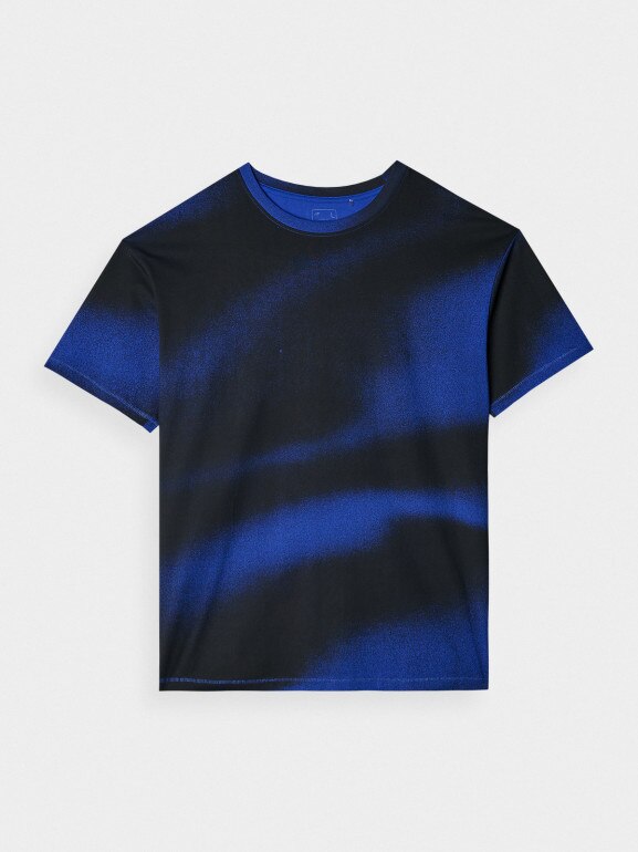 Męski t-shirt z nadrukiem 4F 4FRSS24TTSHM2554 - niebieski