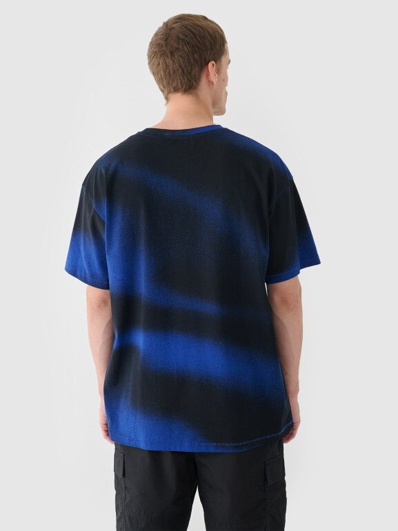 Męski t-shirt z nadrukiem 4F 4FRSS24TTSHM2554 - niebieski