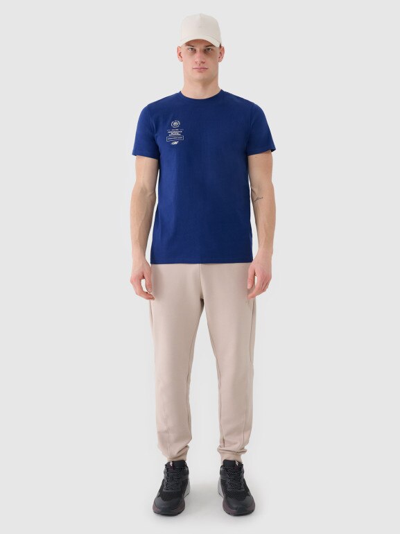 Męski t-shirt z nadrukiem 4F 4FRSS25TTSHM2690 - granatowy