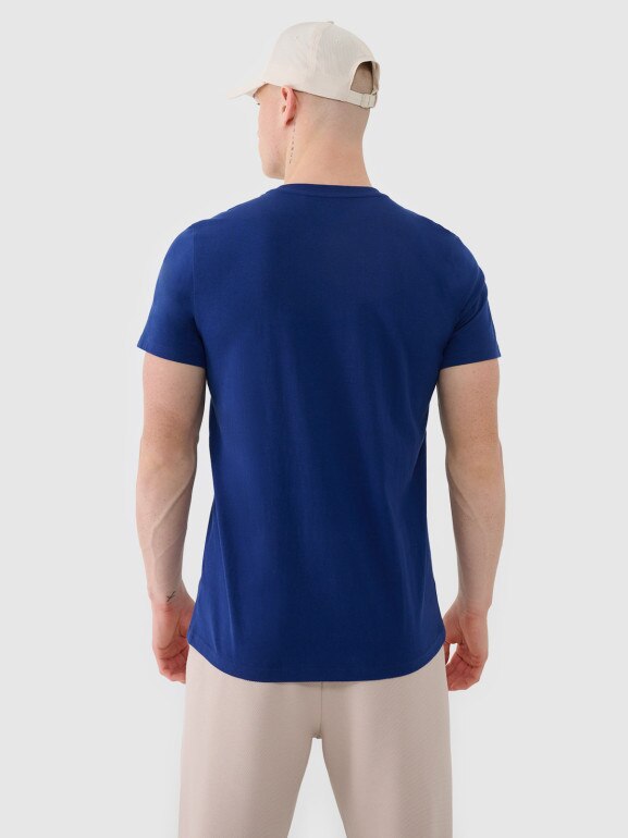 Męski t-shirt z nadrukiem 4F 4FRSS25TTSHM2690 - granatowy