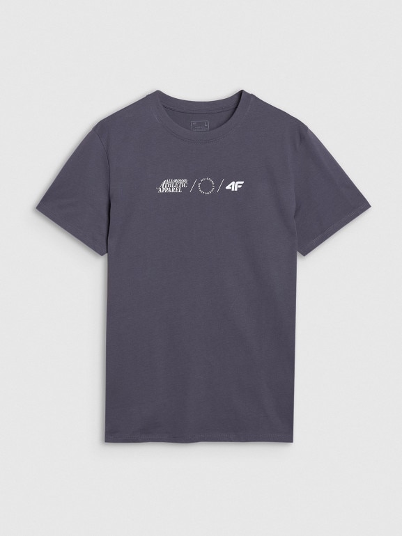 Męski t-shirt z nadrukiem 4F 4FRSS25TTSHM2847 - granatowy