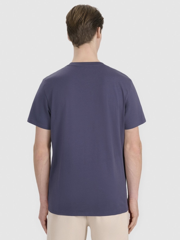 Męski t-shirt z nadrukiem 4F 4FRSS25TTSHM2847 - granatowy