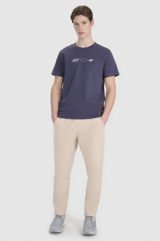Męski t-shirt z nadrukiem 4F 4FRSS25TTSHM2847 - granatowy