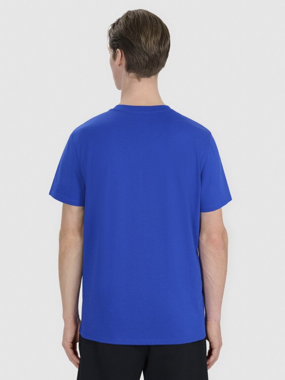 Męski t-shirt z nadrukiem 4F 4FRSS25TTSHM2850 - niebieski