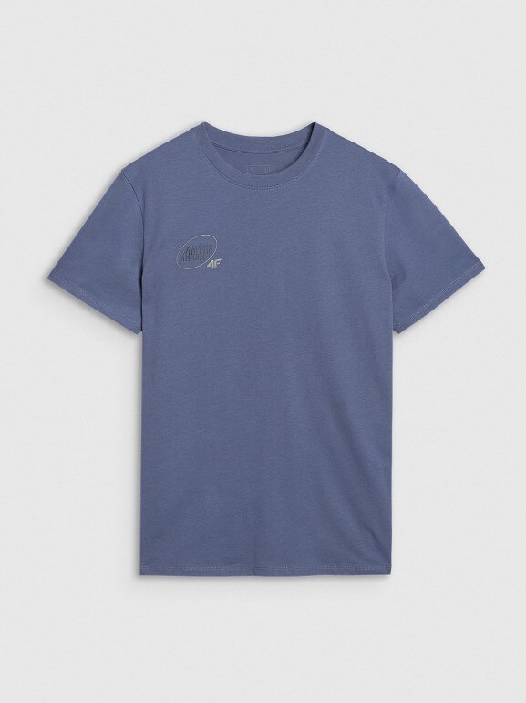 Męski t-shirt z nadrukiem 4F 4FRSS25TTSHM2850 - niebieski