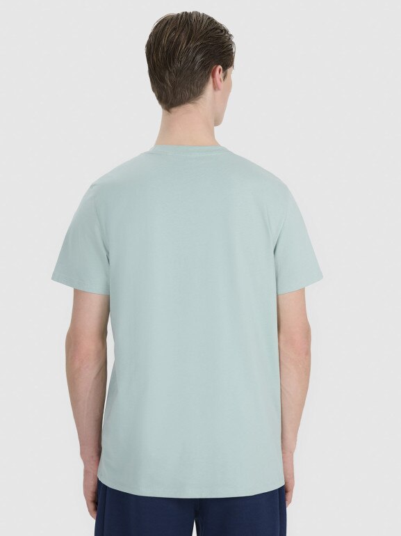 Męski t-shirt z nadrukiem 4F 4FRSS25TTSHM2850 - turkusowy