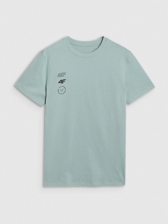 Męski t-shirt z nadrukiem 4F 4FRSS25TTSHM2850 - turkusowy