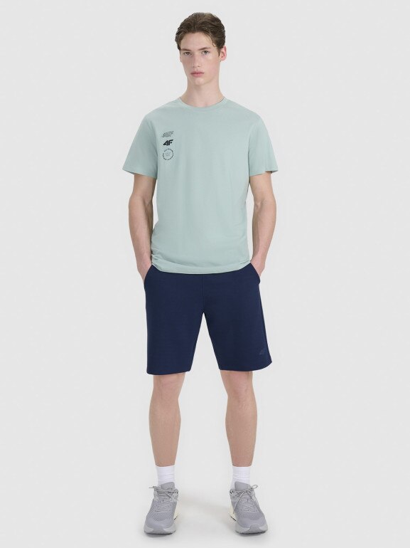 Męski t-shirt z nadrukiem 4F 4FRSS25TTSHM2850 - turkusowy