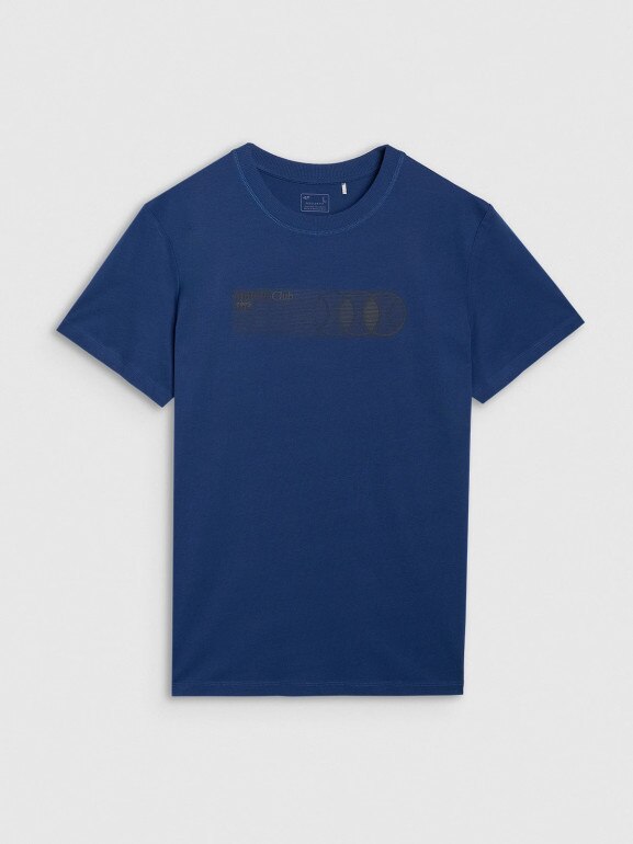 Męski t-shirt z nadrukiem 4F 4FRSS25TTSHM2851 - granatowy 