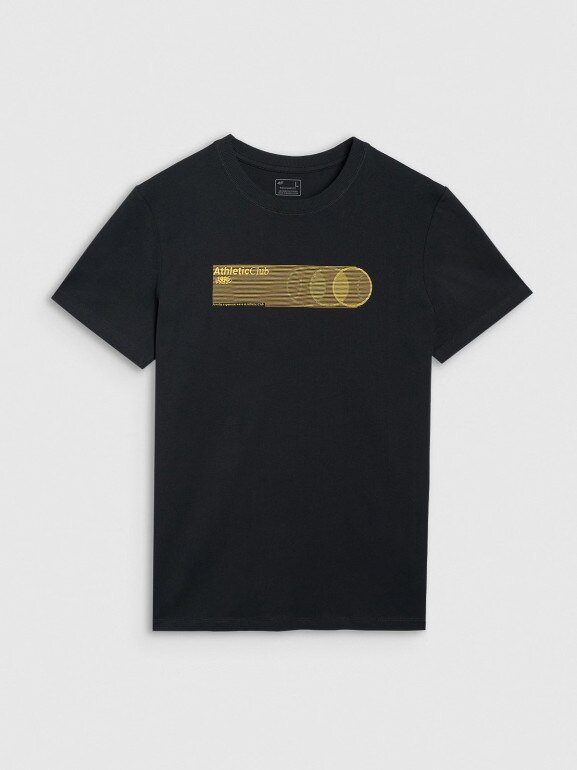 Męski t-shirt z nadrukiem 4F 4FRSS25TTSHM2851 - czarny