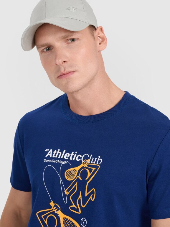 Męski t-shirt z nadrukiem 4F 4FRSS25TTSHM2852 - granatowy