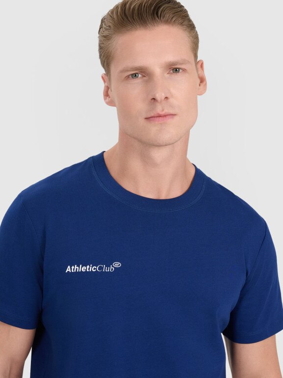 Męski t-shirt z nadrukiem 4F 4FRSS25TTSHM2853 - granatowy
