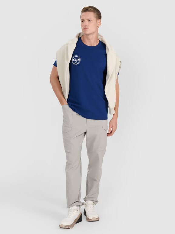 Męski t-shirt z nadrukiem 4F 4FRSS25TTSHM2854 - granatowy