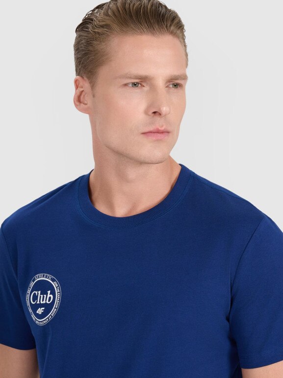 Męski t-shirt z nadrukiem 4F 4FRSS25TTSHM2854 - granatowy