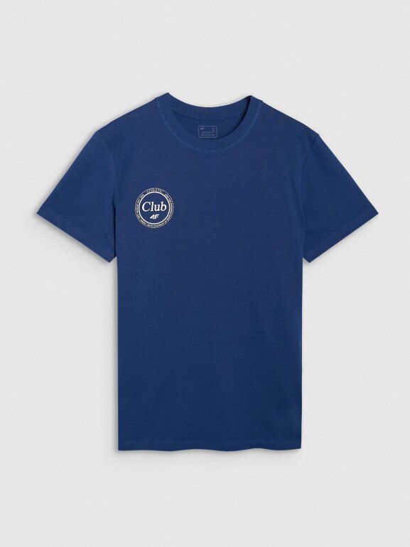 Męski t-shirt z nadrukiem 4F 4FRSS25TTSHM2854 - granatowy