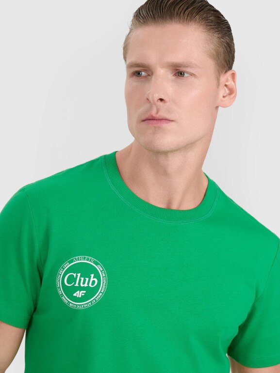 Męski t-shirt z nadrukiem 4F 4FRSS25TTSHM2854 - zielony