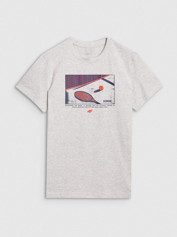 Męski t-shirt z nadrukiem 4F 4FRSS25TTSHM2980 - szary
