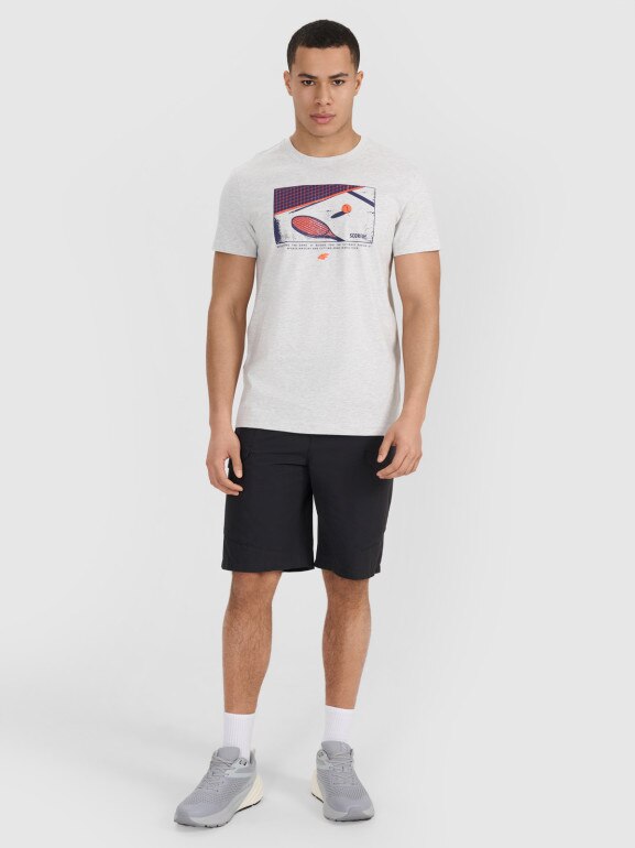 Męski t-shirt z nadrukiem 4F 4FRSS25TTSHM2980 - szary