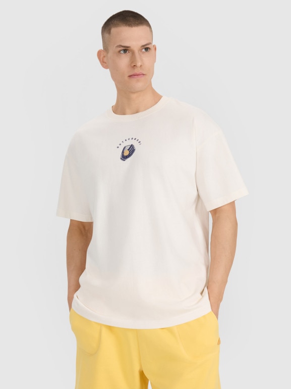 Męski t-shirt z nadrukiem 4F 4FRSS25TTSHM2981 - biały