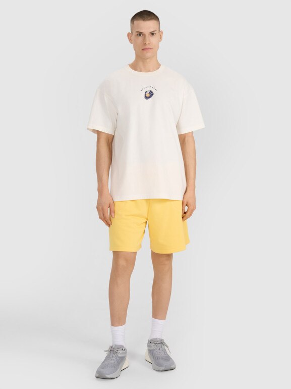 Męski t-shirt z nadrukiem 4F 4FRSS25TTSHM2981 - biały