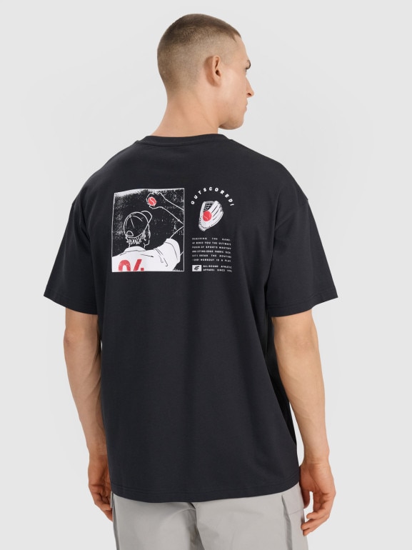 Męski t-shirt z nadrukiem 4F 4FRSS25TTSHM2981 - czarny