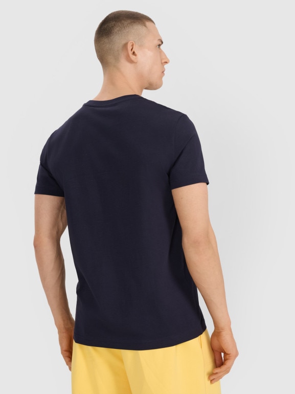 Męski t-shirt z nadrukiem 4F 4FRSS25TTSHM2982 - granatowy