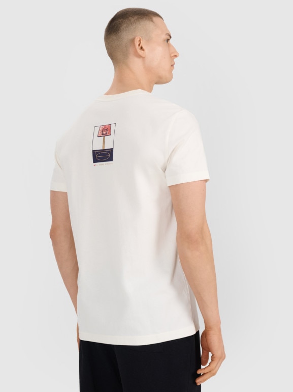 Męski t-shirt z nadrukiem 4F 4FRSS25TTSHM2983 - biały