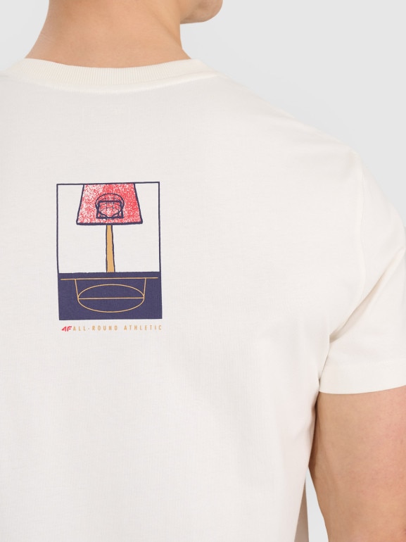 Męski t-shirt z nadrukiem 4F 4FRSS25TTSHM2983 - biały