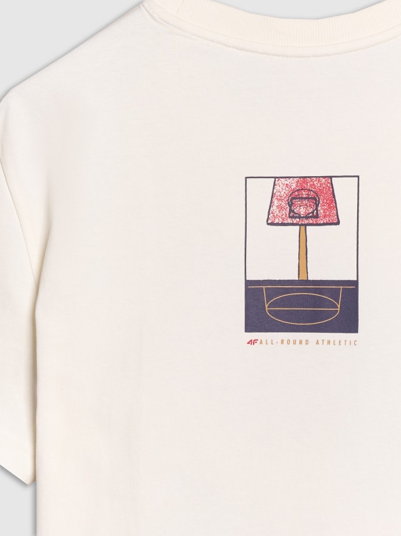 Męski t-shirt z nadrukiem 4F 4FRSS25TTSHM2983 - biały