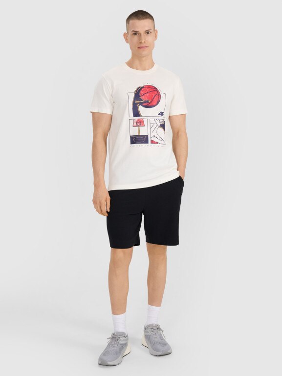 Męski t-shirt z nadrukiem 4F 4FRSS25TTSHM2983 - biały