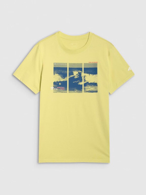 Męski t-shirt z nadrukiem 4F 4FRSS25TTSHM2995 - zielony