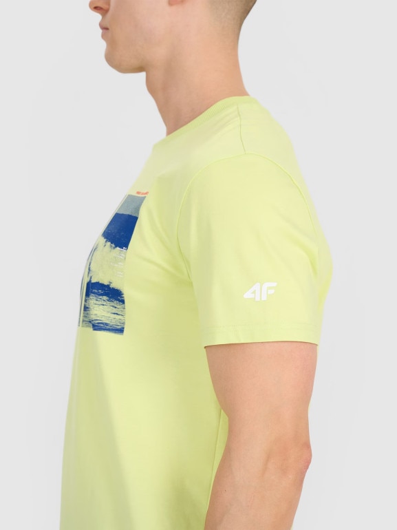 Męski t-shirt z nadrukiem 4F 4FRSS25TTSHM2995 - zielony