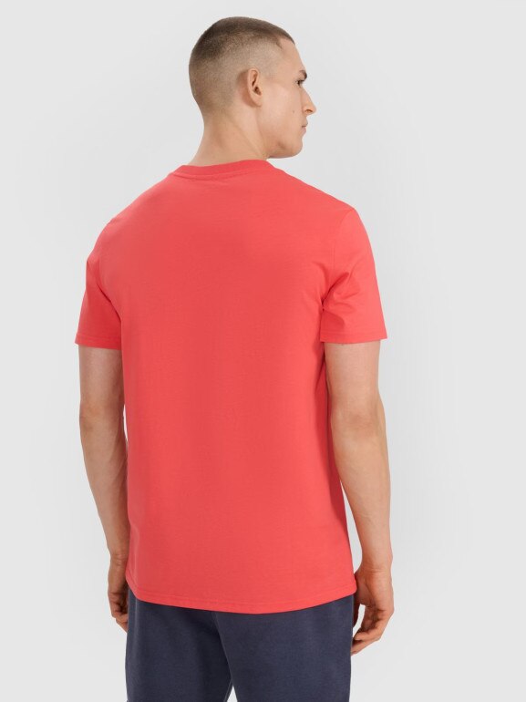 Męski t-shirt z nadrukiem 4F 4FRSS25TTSHM2997 - różowy