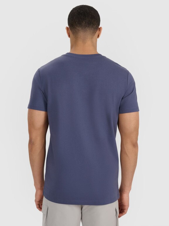 Męski t-shirt z nadrukiem 4F 4FRSS25TTSHM2998 - granatowy