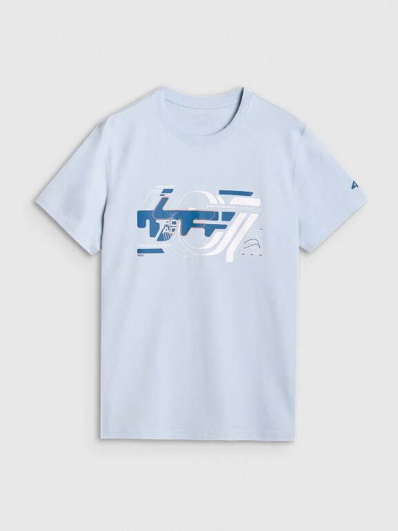 Męski t-shirt z nadrukiem 4F 4FRSS25TTSHM2998 - niebieski