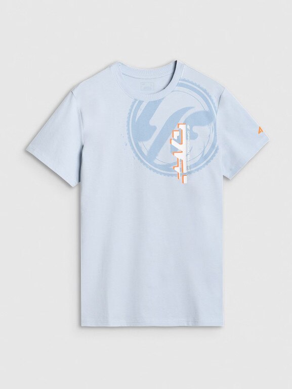 Męski t-shirt z nadrukiem 4F 4FRSS25TTSHM3002 - niebieski